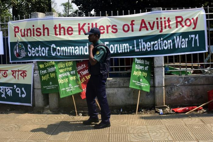 Activists protested in Bangladesh after the grisly 2015 murder of atheist blogger Avijit Roy. Police said on Monday they had charged siux people with his killing
