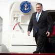 US Secretary of State Mike Pompeo and his wife Susan arrive at Doha International Airport on January 13, 2019