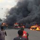 Scene of a petrol tanker fire incident which occurred at Berger area of Lagos on June 28, 2018.