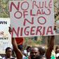 Demonstrators on Monday gathered outside the Bar Association in Abuja over the suspension of Nigeria's chief justice