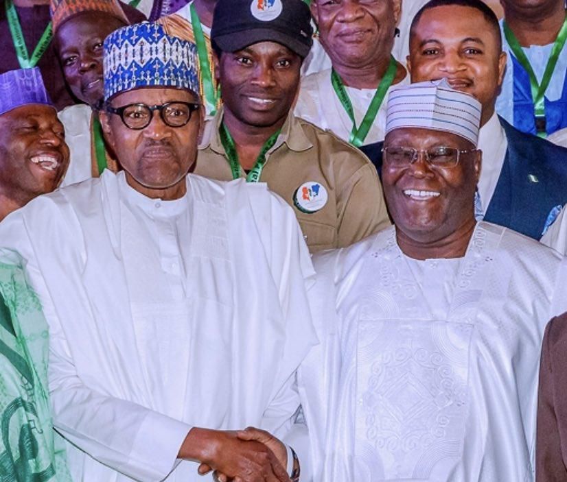 President Muhammadu Buhari (left) and Atiku Abubakar, a former vice president (right) [Twitter/@BashirAhmaad]