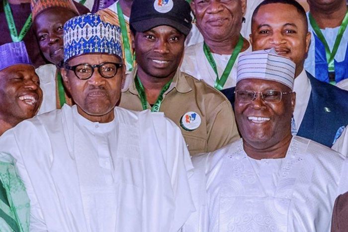 President Muhammadu Buhari (left) and Atiku Abubakar, a former vice president (right) [Twitter/@BashirAhmaad]