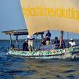 The boat is covered in a brightly-coloured patchwork of 30,000 flip-flops, which like the rest of the raw material was collected from Kenyan beaches and towns