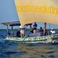 The boat is covered in a brightly-coloured patchwork of 30,000 flip-flops, which like the rest of the raw material was collected from Kenyan beaches and towns