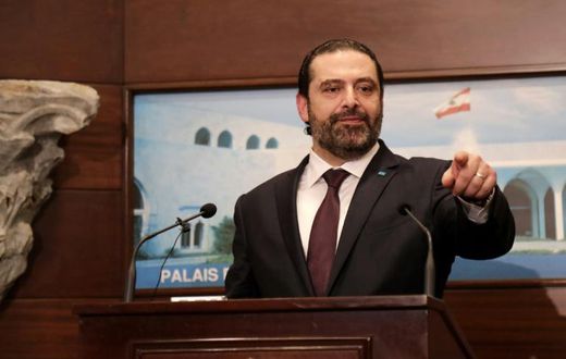 Lebanese Prime Minister Saad Hariri addresses the media after announcing the new cabinet during a press conference at the presidential palace in Baabda, east of the capital Beirut, on January 31, 2019