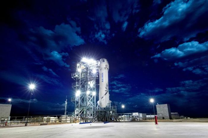 Blue Origin's New Shepard rocket, on April 29, 2018 in Texas