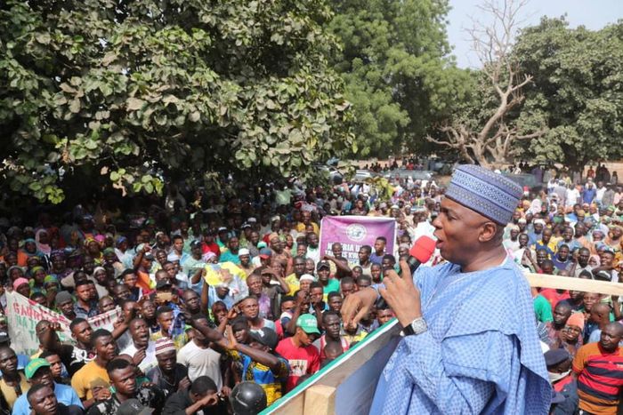 Saraki addressing APC decampees in Ilorin, the Kwara State capital.