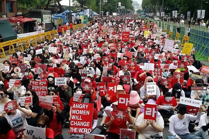 The #Metoo movement has unleashed an unprecedented wave of female-led activism in South Korea, such as this August demonstration