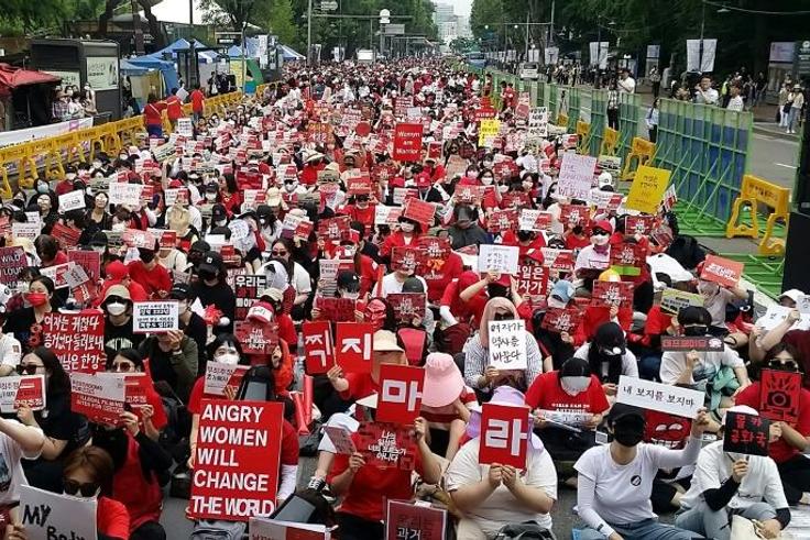 The #Metoo movement has unleashed an unprecedented wave of female-led activism in South Korea, such as this August demonstration