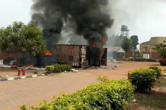 Container on fire in INEC's Anambra State office [Channels Television]