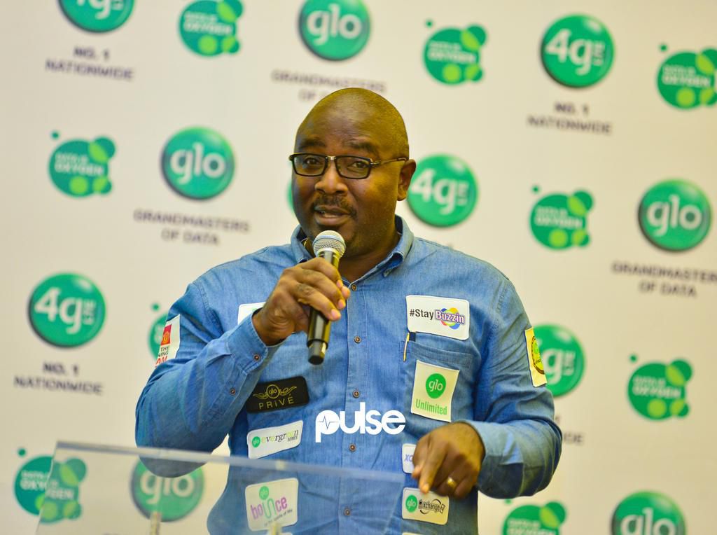 Globacom's Senior Manager, Marketing Communications,  Mr. Sola Mogaji speaking at Glo unveil event which held at Eko hotel & suites, Victoria Island Lagos on Friday, February 1, 2019.