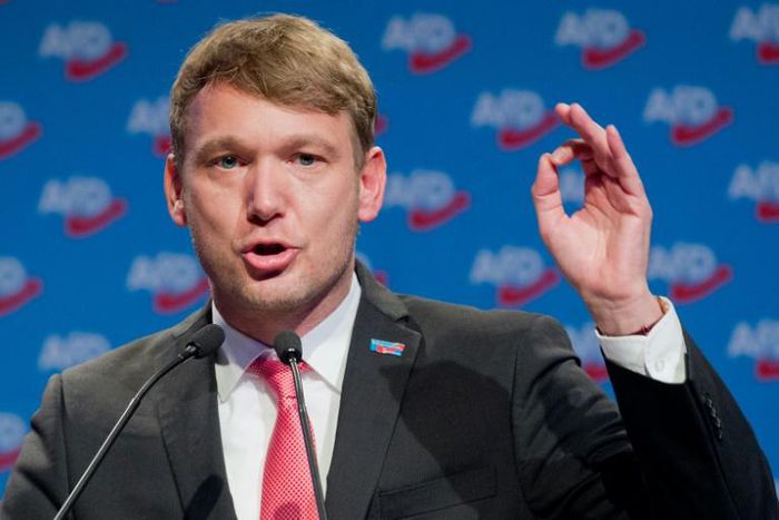 Poggenburg's new Facebook and Twitter profiles show a blue cornflower, the symbol used by Austrian Nazis during World War II