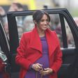 Meghan Markle is a vision in a cromson coat for official royal engagment