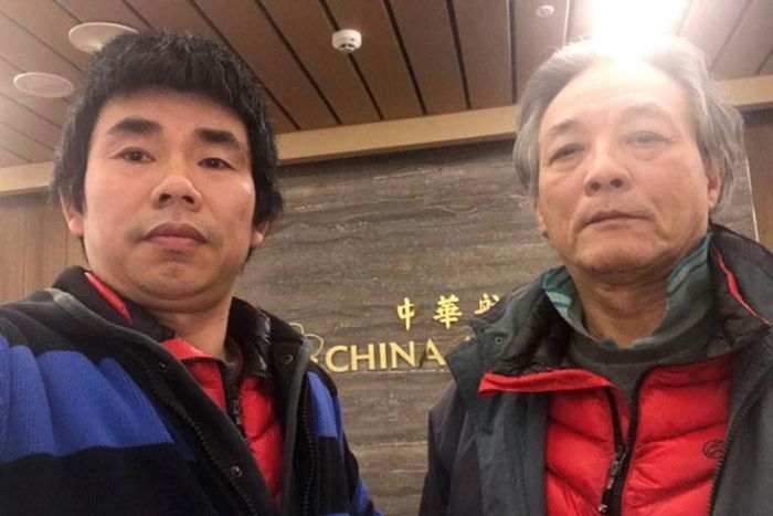 Yan Kefen (L) and Liu Xinglian spent 125 days stranded at Taoyuan airport