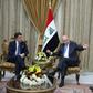 Iraqi President Barham Saleh (C) meets with Italian Prime Minister Giuseppe Conte (L) at the presidential palace in the capital Baghdad on February 6, 2019
