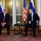 Marina Gross, sitting to the left as US President Donald Trump meets his Russian counterpart Vladimir Putin in Helsinki in July 2018, is facing new attention after a report that the American leader seized her notes following an earlier encounter with P...