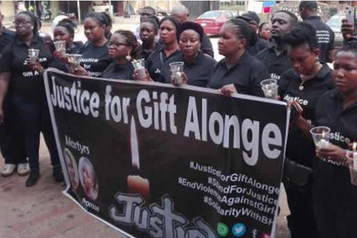 The Brave Heart Initiative for Youth and Women (BHI), headed by Lady Grace Osakue seeking justice for Gift Alonge in Benin City on Wednesday, February 6, 2019. (Punch Metro)