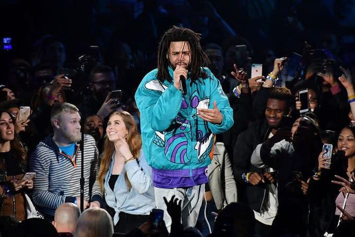J Cole performing at the NBA All Star game [Complex]