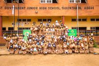 Students of Methodist Government Junior High School, Agege, Lagos, with the menstrual packs given them by Glo Foundation in Lagos as part of events marking this year’s edition of the International Day of the Girl Child.