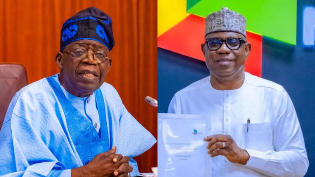 President Bola Tinubu (L) and new NNPCL GCEO, Bashir Bayo Ojulari.