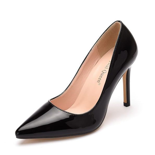Patent Leather Pointed Mid Heels Shoes