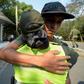 A Colombian police officer hugs a deserting Venezuelan soldier who crossed the border on February 25, 2019