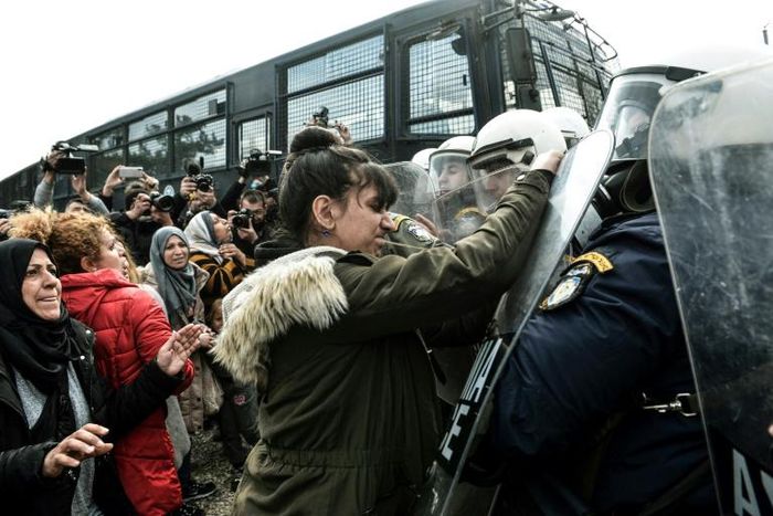 Clashes broke out in a migrant camp in Diavata in northern Greece