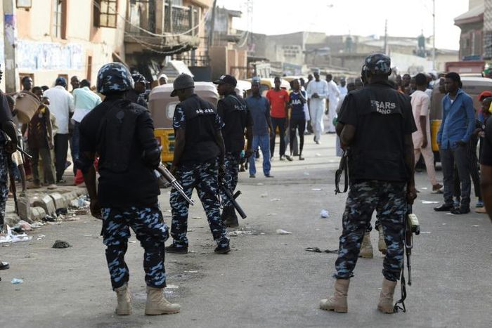 The weekend shooting renewed public anger over police units like the Special Anti-Robbery Squad (SARS), seen here in Kano in February, whose members have been accused of brutality, extra-judicial killings and exortion