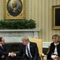 US President Donald Trump (R) shakes hands with his Egyptian counterpart Abdel Fattah al-Sisi in the Oval Office during a meeting on April 3, 2017