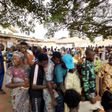 Voters on a line waiting to cast their votes at Iregun Street, Ward 3, Polling Unit 3, Iperu, Ogun