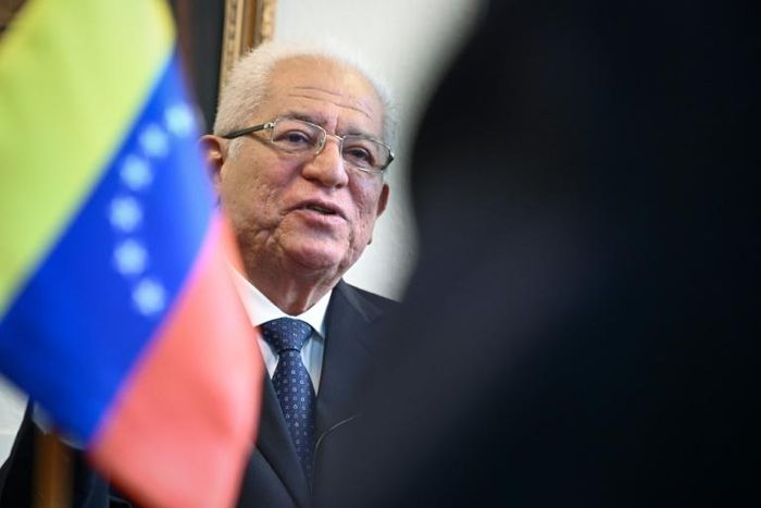 Venezuela's permanent representative to the United Nations in Geneva, Ambassador Jorge Valero speaks during a interview with AFP, at the permanent mission in Geneva on April 16, 2019