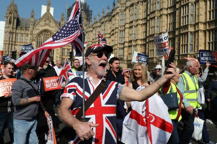 People were marking March 29 -- the original Brexit day -- in all manner of ways, from protests outside parliament to tongue-in-cheek "leaving" parties
