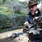 Charles Nassar displays his shrapnel sculptures in a garden south of the Lebanese capital Beirut