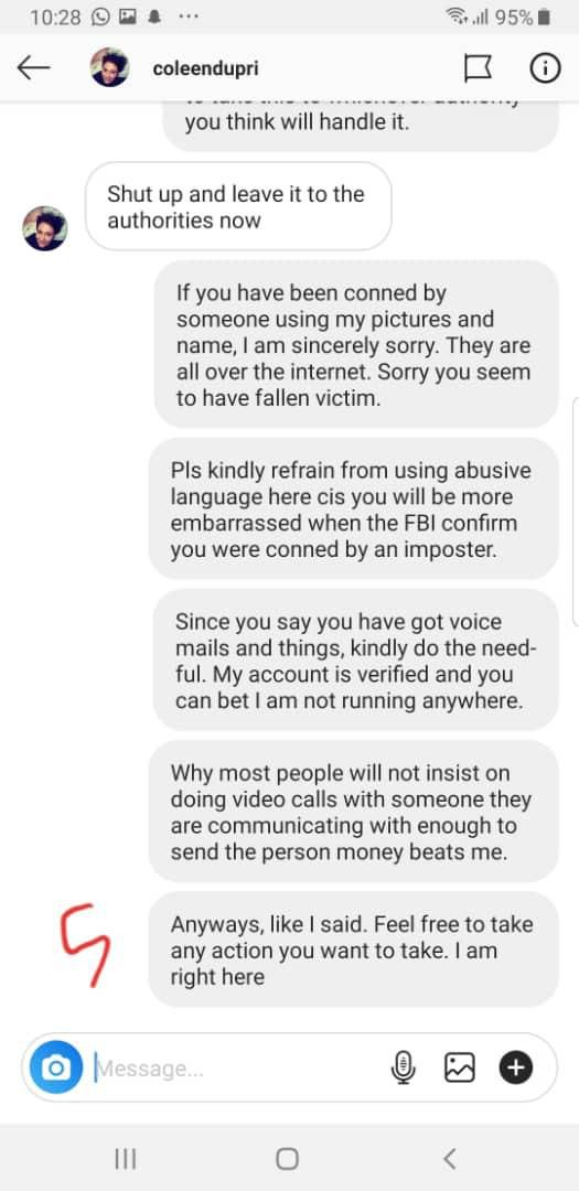 Screenshots of the conversation between Ruggedman and the American woman [LindaIkeji]