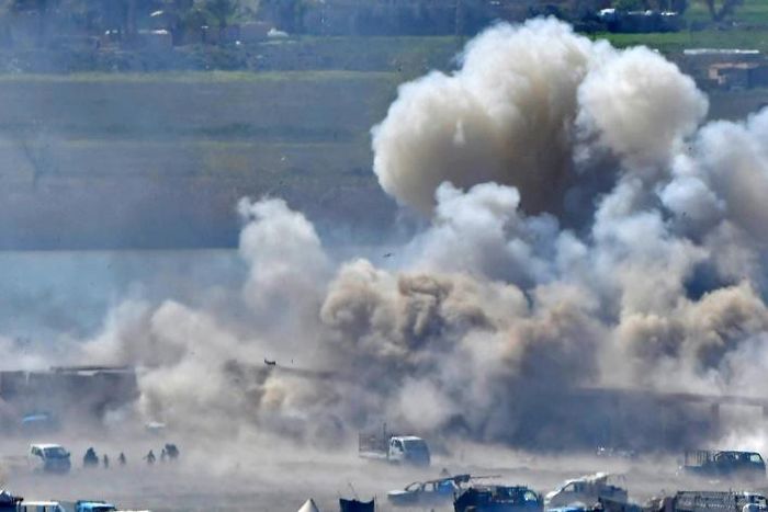 Diehard Islamic State group fighters are confined to a tiny area on the banks of the Euphrates River in Syria