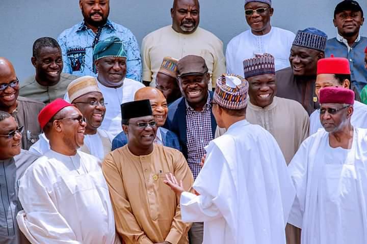 President Muhammadu Buhari meets Labour Leaders in Abuja/Twitter-@AbbaAudu01