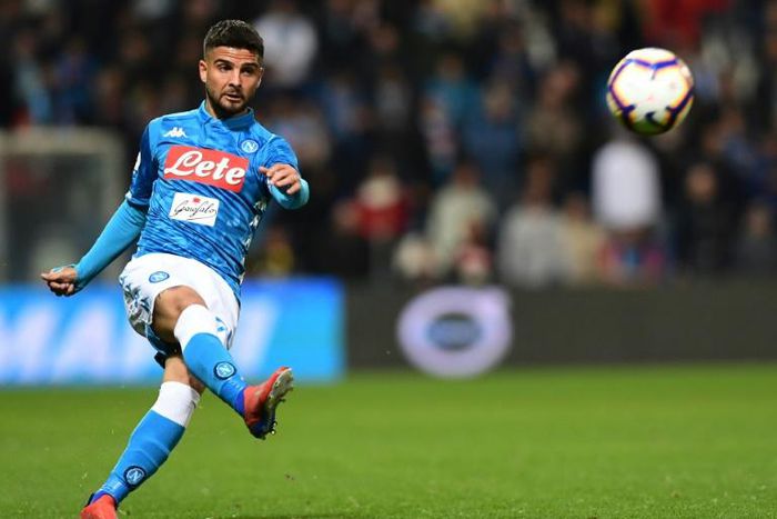 Napoli's Italian forward Lorenzo Insigne scored his eighth league goal this season