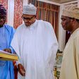 L-R: Babajide Sanwo-Olu, President Muhammadu Buhari and Obafemi Hamzat