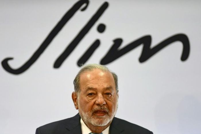 Carlos Slim en una rueda de prensa en México, el 16 de abril de 2018