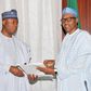 Senate President Bukola Saraki with President Muhammadu Buhari [Presidency]