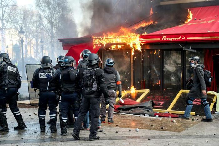 Police have banned protesters from the Champs-Elysees, scene of last week's rampage