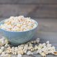Popcorn in a pastel blue bowl
