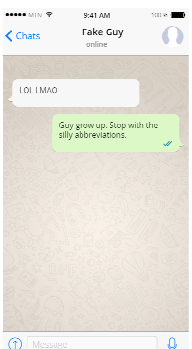 Please stop using silly abbreviations (fakewhats)