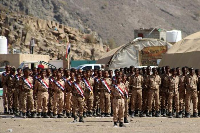 Four years of war have pitted Huthi rebels against a Saudi-led coalition which includes these Yemeni soldiers loyal to the government