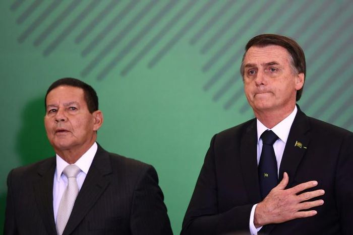 Vice-President Hamilton Mourao, pictured (left) with President Jair Bolsonaro in January 2019, has proved a moderating voice in the government