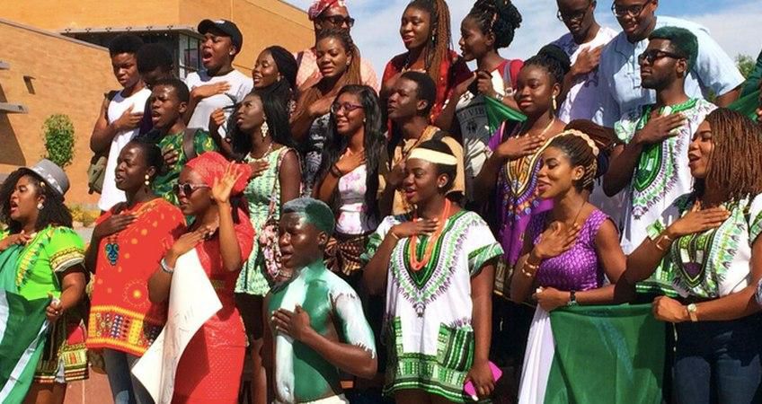 Nigerian students celebrating Independence anniversary