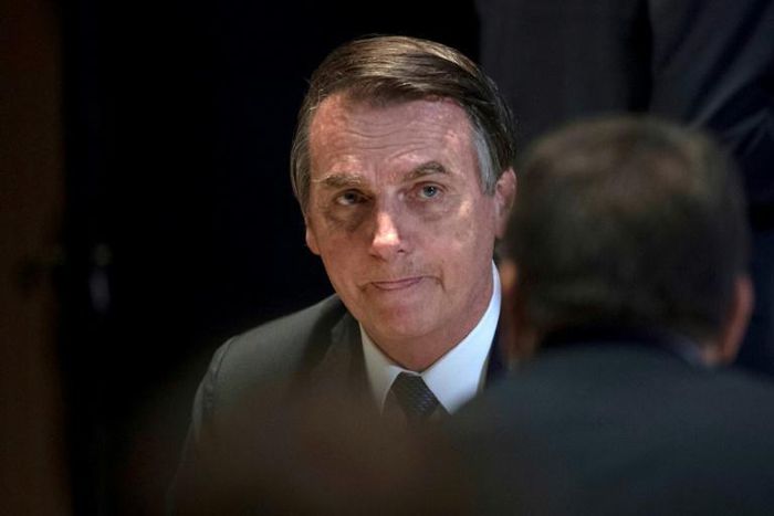 Brazilian President Jair Bolsonaro attends a meeting with evangelical leaders in Rio de Janeiro