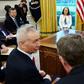 US President Donald Trump watches as China's Vice Premier Liu He (L) speaks with US Trade Representative Robert Lighthizer (R) in the Oval Office on February 22, 2019