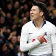 Tottenham forward Son Heung-min celebrates his goal against Manchester City in the first leg of their Champions League quarter-final