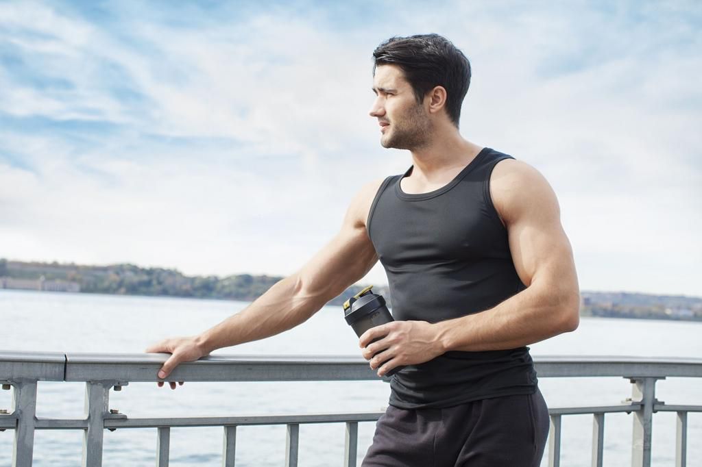 Young man resting after outdoor exercise